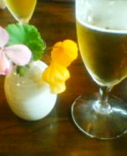 ランチビールとお花